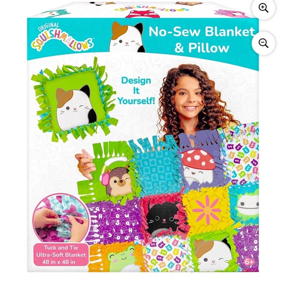 Squishmallows Pattern No-Sew Blanket & Pillow Tween DIY Craft Kit, Limited- NWT - Picture 1 of 11